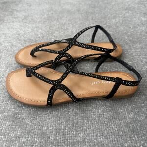 Madden Girl Shoes Womens Size 6.5 Black Sandals Kisses Strappy Flat Studded